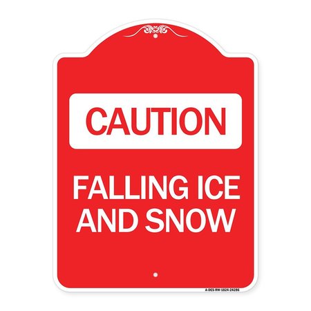 SIGNMISSION Designer Series Falling Ice and Snow, Red & White Aluminum Architectural Sign, 18" H, RW-1824-24286 A-DES-RW-1824-24286